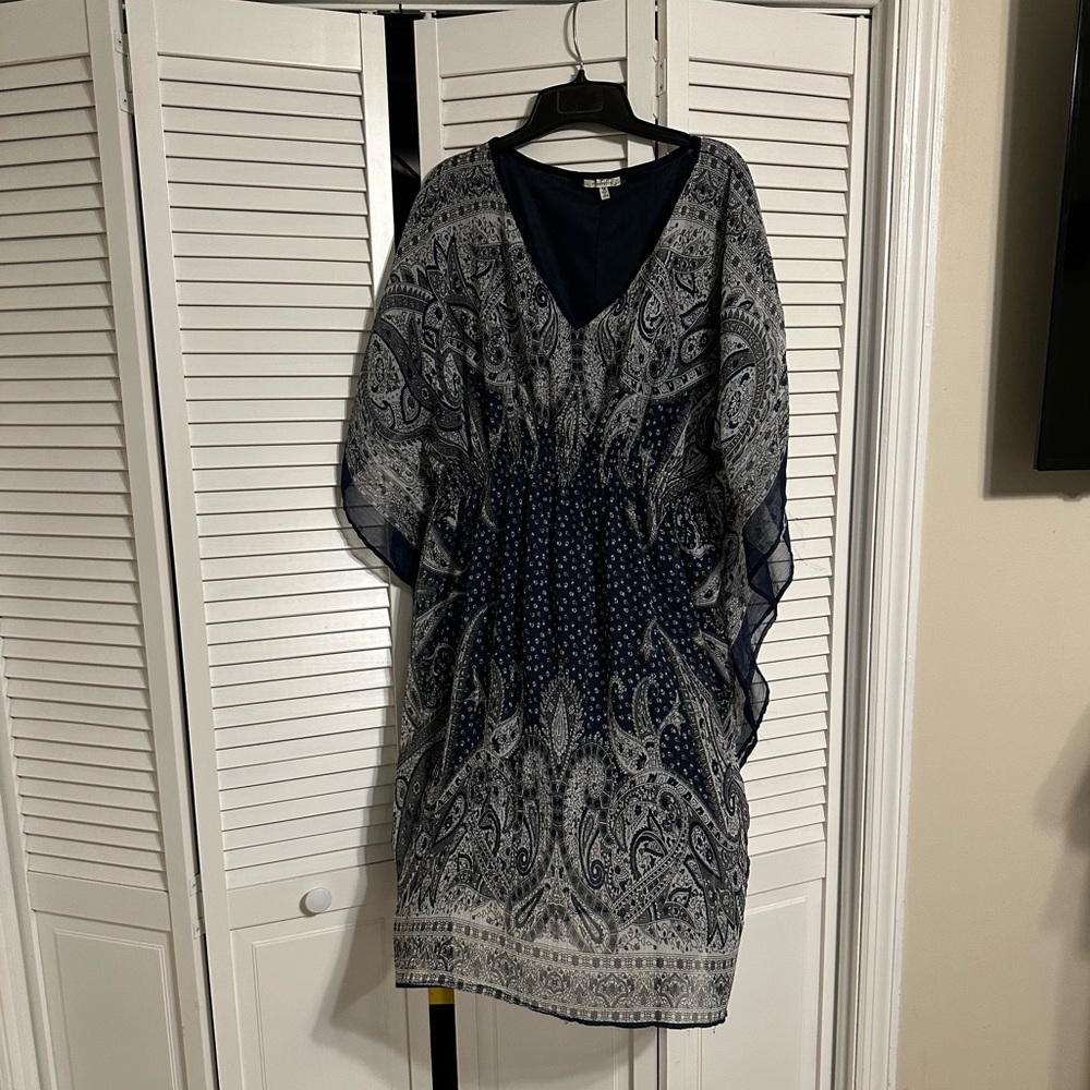 MPH collection navy/paisley dress 1Xl